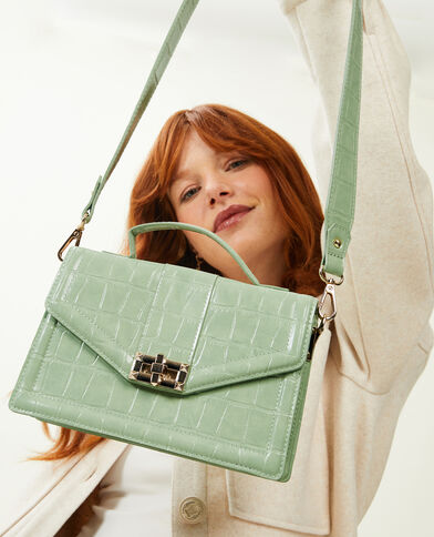 Sac boxy effet croco vert d'eau - Pimkie