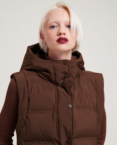 Doudoune mi-longue sans manches marron - Pimkie