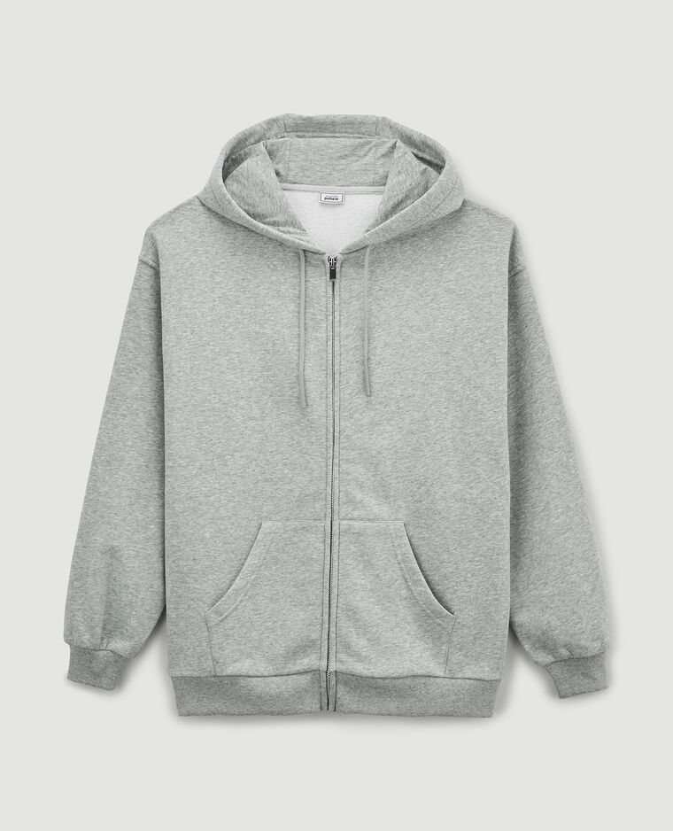 Sweat zippé avec capuche gris chiné - Pimkie
