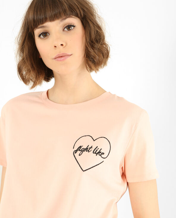 T-shirt brodé rose clair - Pimkie