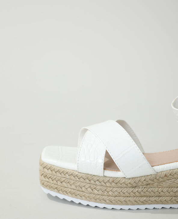 Sandales compensées croco blanc - Pimkie