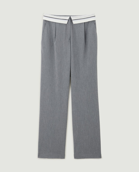 Pantalon droit avec ceinture fantaisie gris - Pimkie