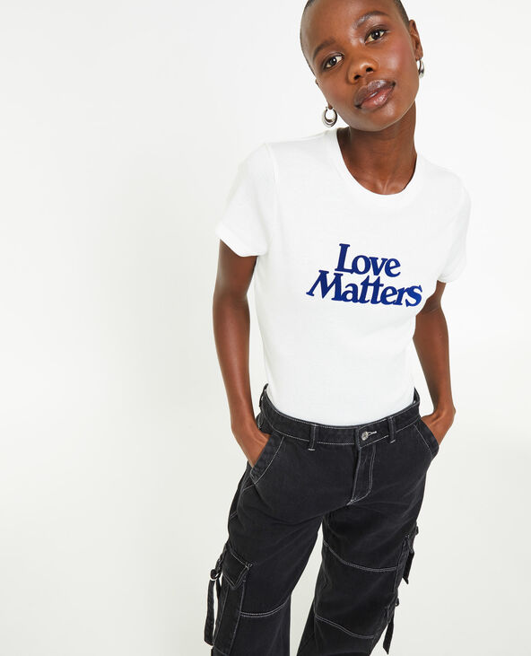 T shirt manches courtes avec flocage velours