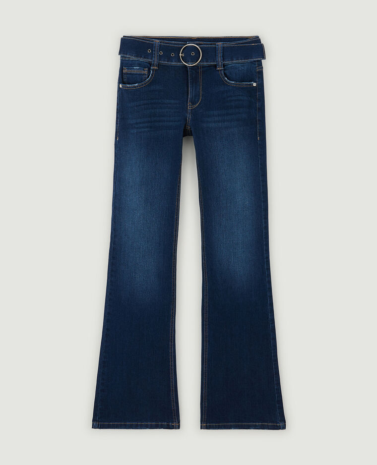 Jean flare taille basse avec ceinture bleu brut - Pimkie
