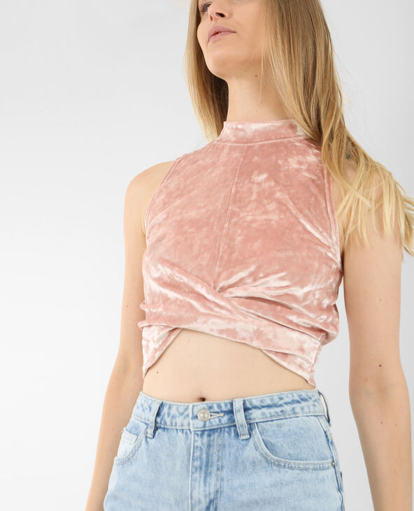 Cropped top velours rose clair - Pimkie