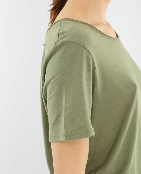 T-shirt col raw cut vert de gris - Pimkie