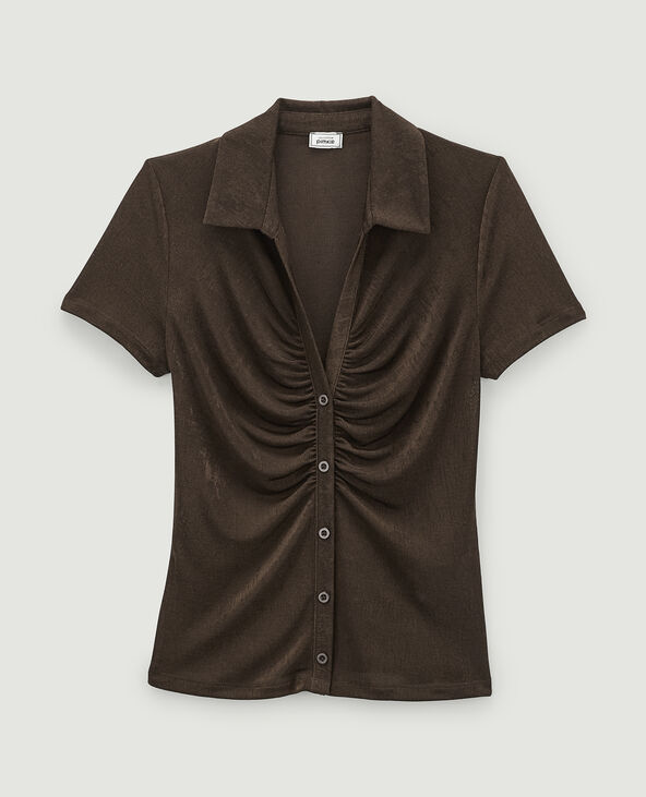 Top froncé maille fluide marron - Pimkie