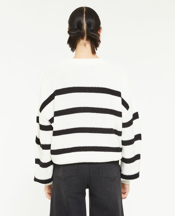 Pull col rond rayé noir - Pimkie