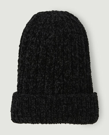 Bonnet en maille chenille noir - Pimkie
