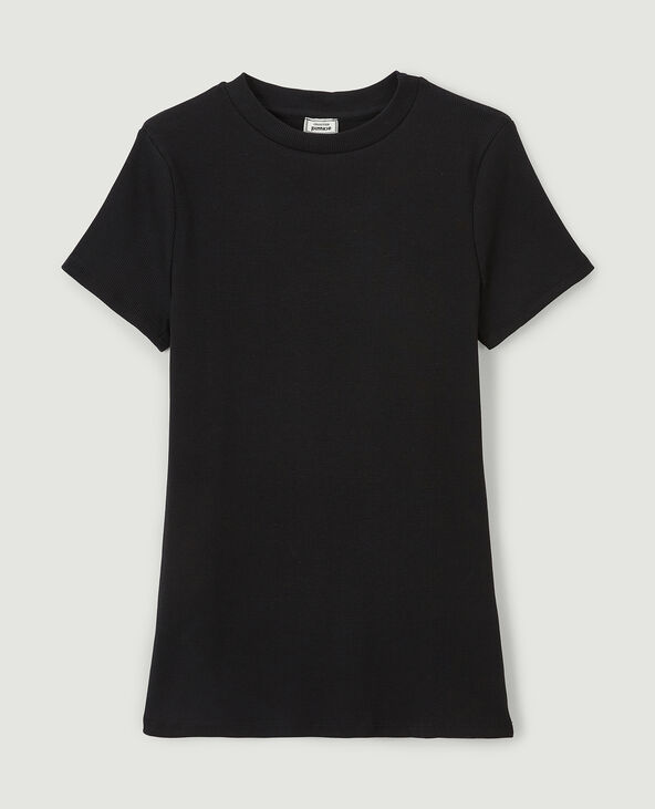 T-shirt en maille côtelée noir - Pimkie