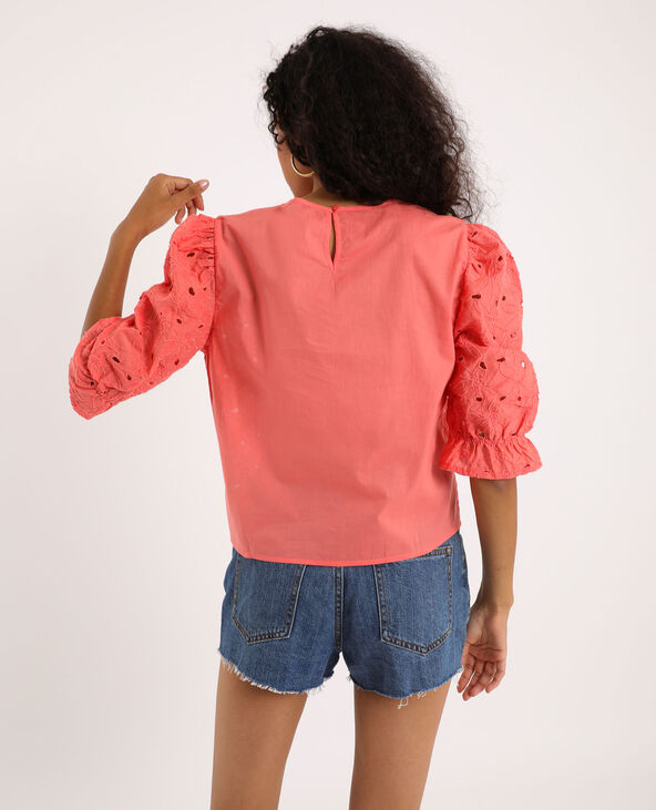 Blouse broderie anglaise rose - Pimkie