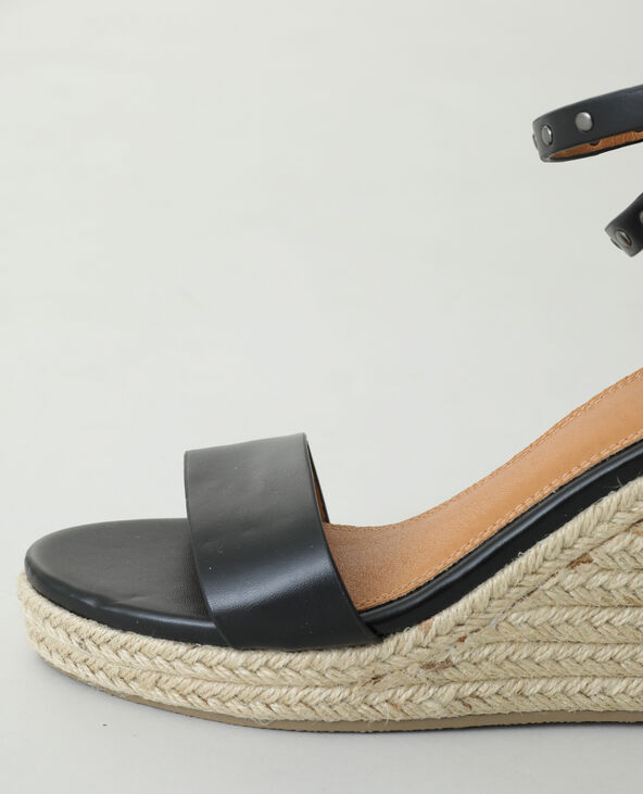 Sandales compensées cheap cuir noir