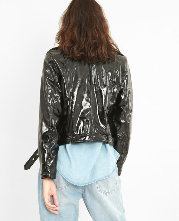 Blouson biker vinyle noir - Pimkie