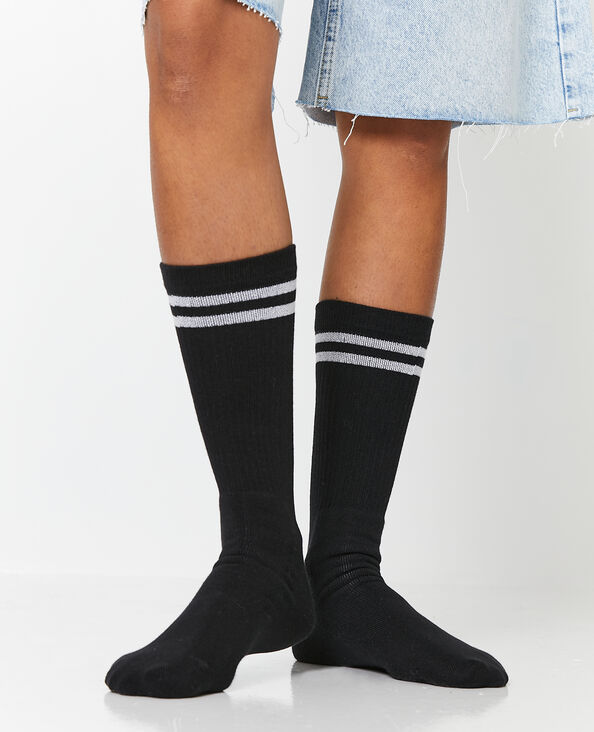 Paire de chaussettes avec bandes lurex noir - Pimkie