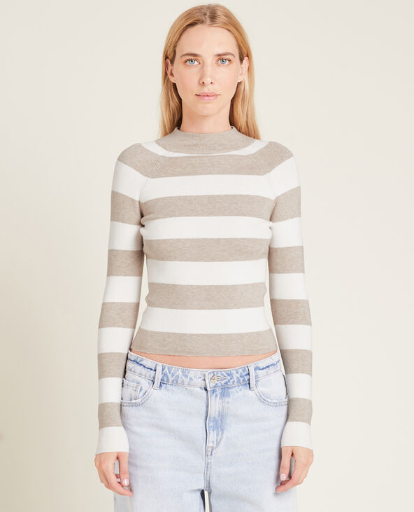Pull fin col montant taupe - Pimkie