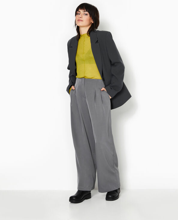 Pantalon large taille basse avec pinces gris - Pimkie