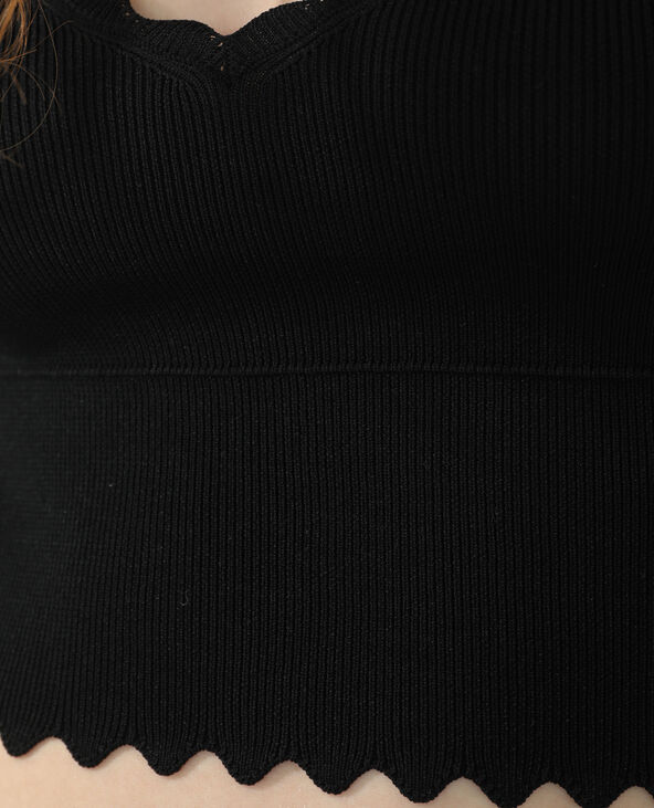 Crop top festonné noir - Pimkie