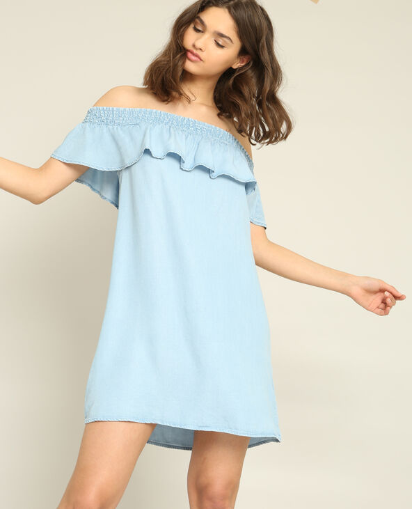 Robe à col new arrivals bardot