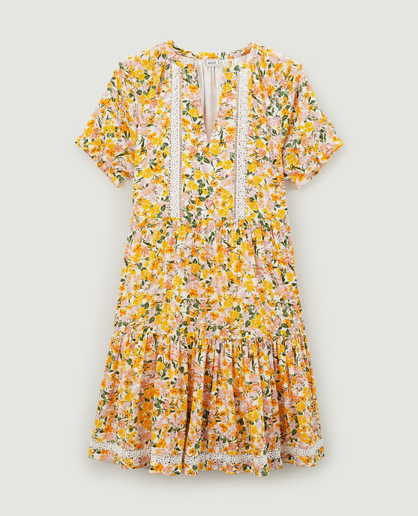 Robe courte avec guipure jaune - Pimkie