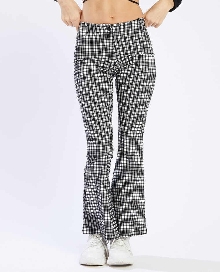 Pantalon flare à carreaux noir - Pimkie