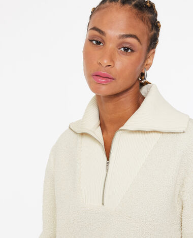 Sweat en sherpa avec col camionneur sable - Pimkie