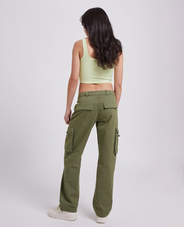 Pantalon droit cargo taille basse vert kaki - Pimkie