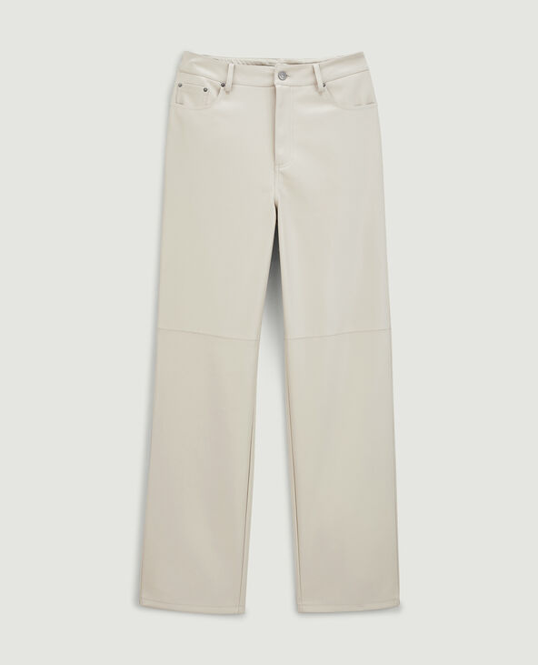 Pantalon droit en simili cuir écru - Pimkie