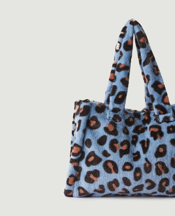 Sac cabas moumouté motif léopard bleu électrique - Pimkie