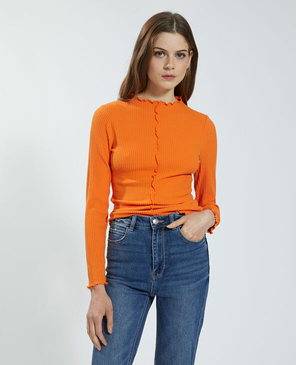 T-shirt côtelé et ondulé orange - Pimkie