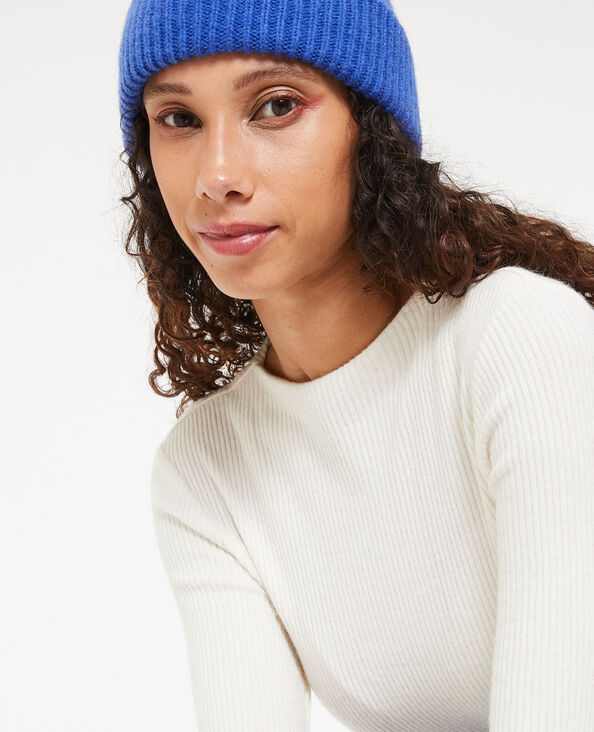 Pull fin en maille côtelée col cheminée blanc - Pimkie