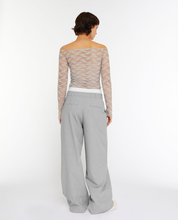 Pantalon large et droit avec caleçon apparent gris - Pimkie