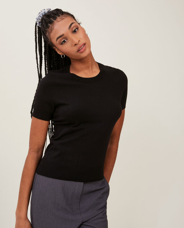 Pull noir manche courte clearance