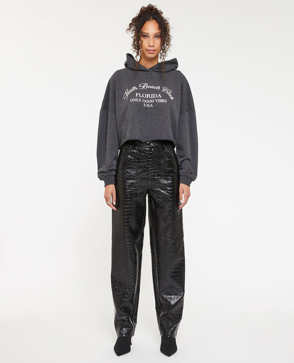 Pantalon droit en vinyle effet croco noir - Pimkie