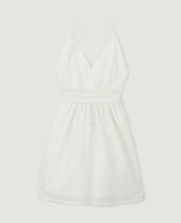 Robe dos-nu en broderie anglaise blanc - Pimkie