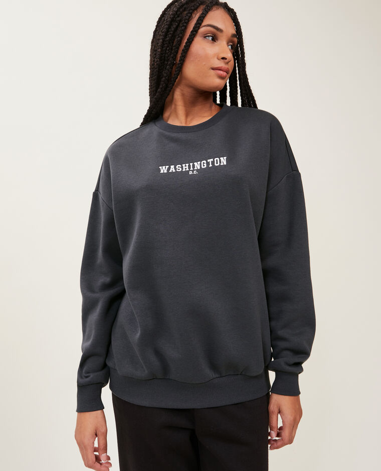 Sweat oversize col rond noir - Pimkie