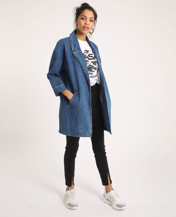 Manteau long en jean bleu - Pimkie
