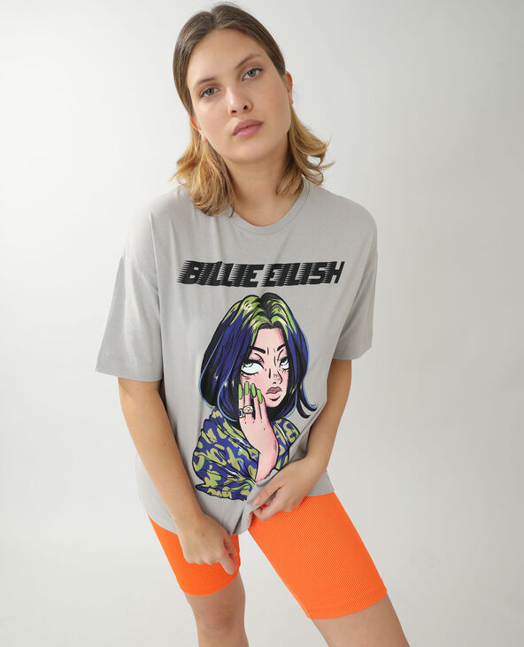 T-shirt ample Billie Eilish gris chiné - Pimkie