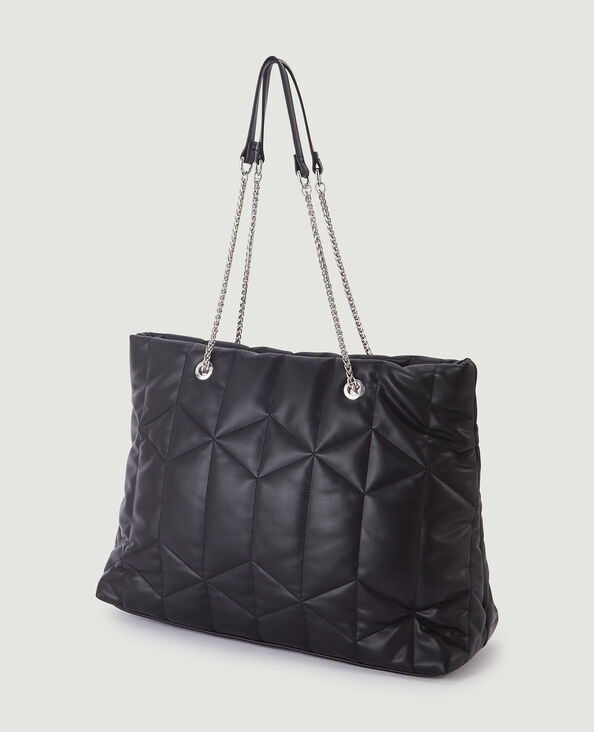 Grand sac en simili matelassé noir - Pimkie