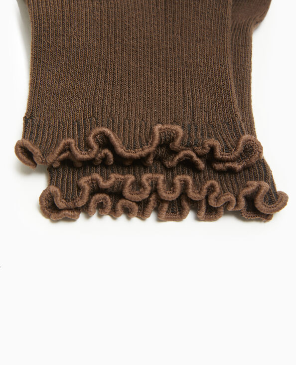 Chaussettes avec bords ondulées marron - Pimkie
