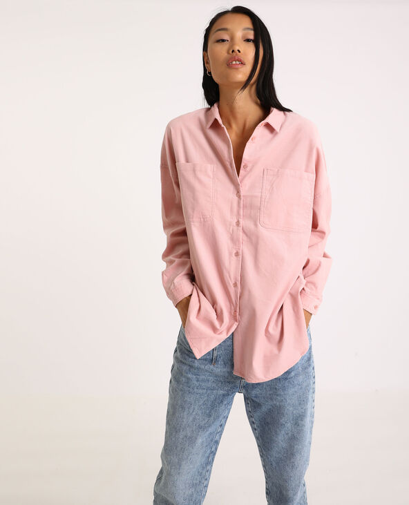 Chemise velours rose femme sales