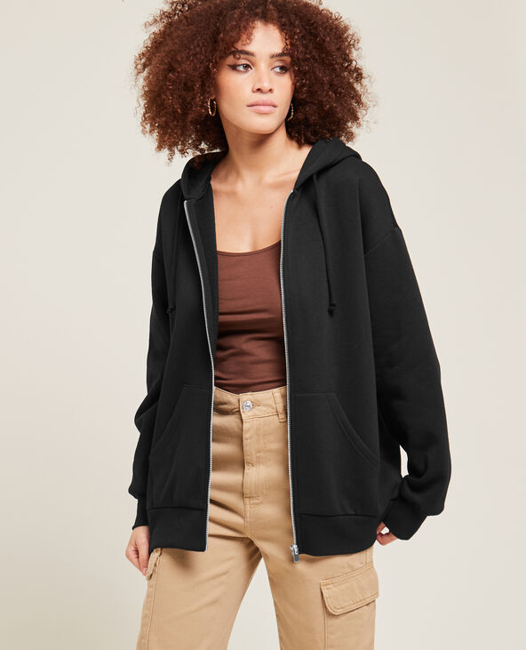 Sweat zippé oversize avec capuche noir - Pimkie