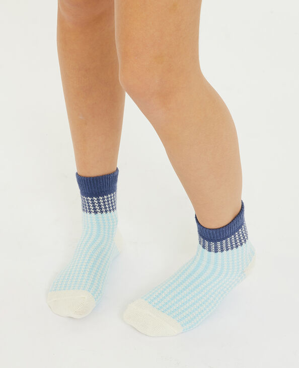 Paire de chaussettes motif pied-de-poule bleu turquoise - Pimkie