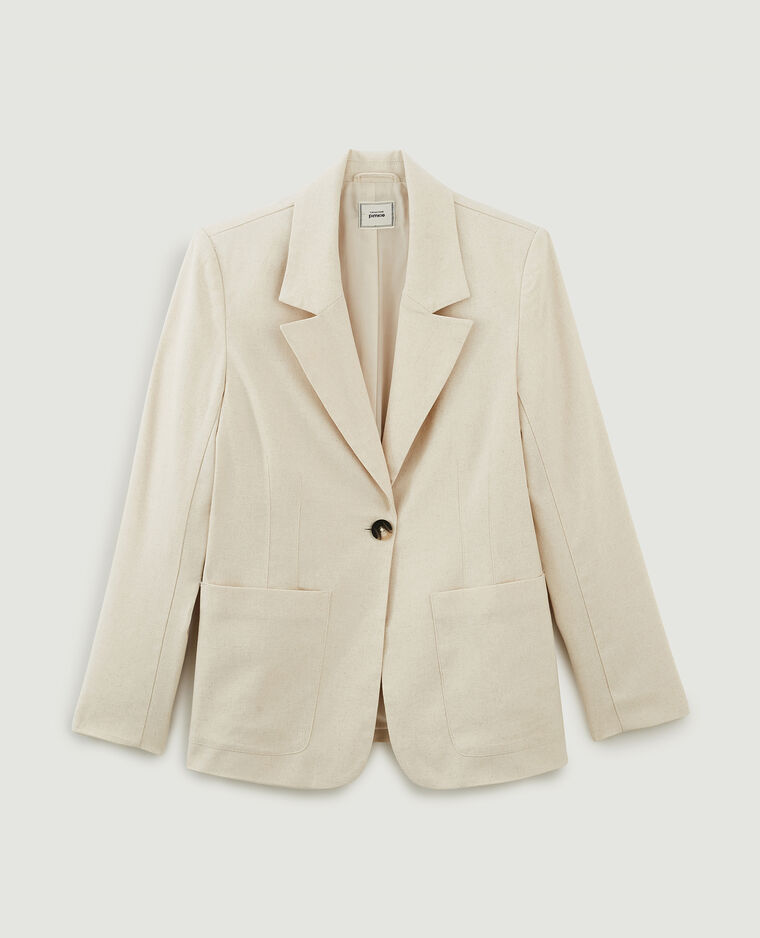 Veste blazer en toile avec lin écru - Pimkie