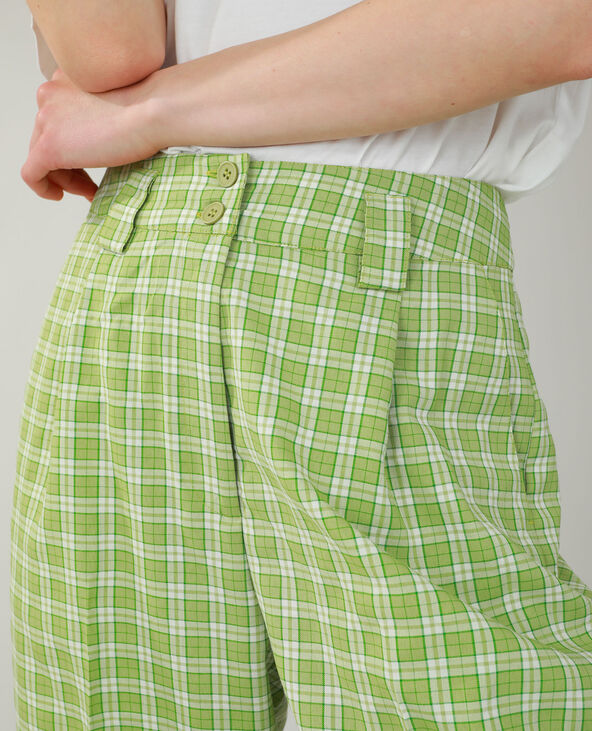 Pantalon wide leg à carreaux vert clair - Pimkie