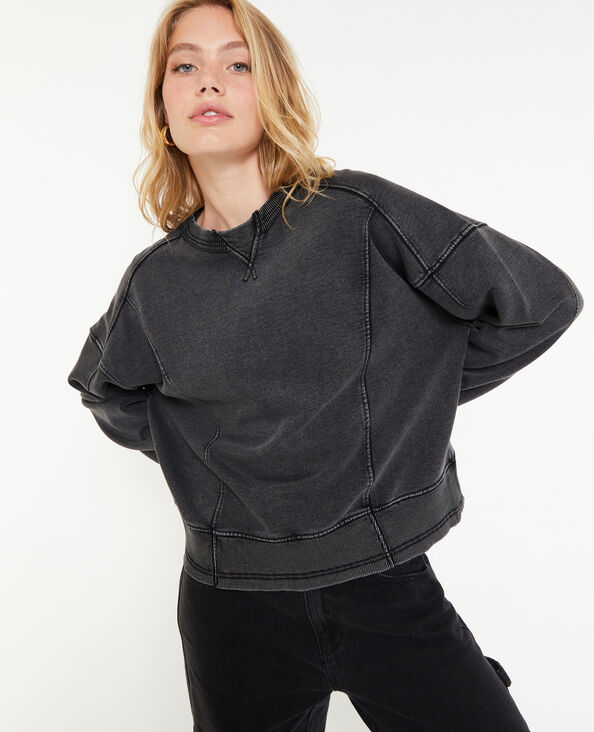 Sweat loose avec jeux de coutures gris foncé - Pimkie