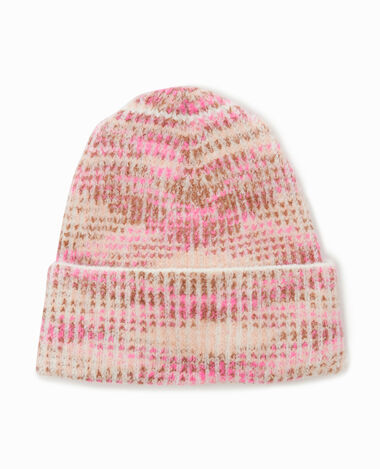 Bonnet avec revers rose - Pimkie