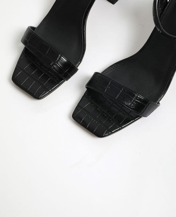 Sandales effet croco noir - Pimkie