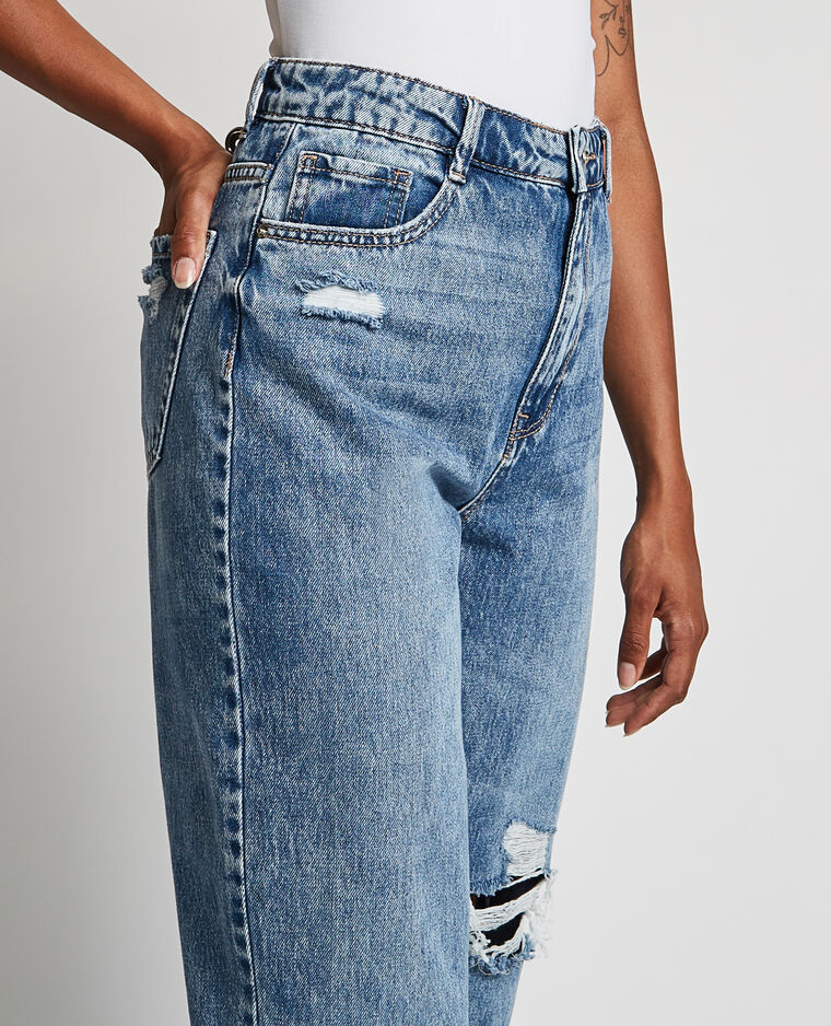 Jean mom trashé bleu denim - Pimkie
