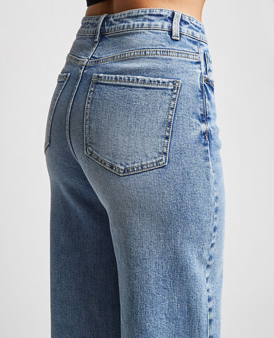 Jean wide leg bas coupés bleu denim - Pimkie