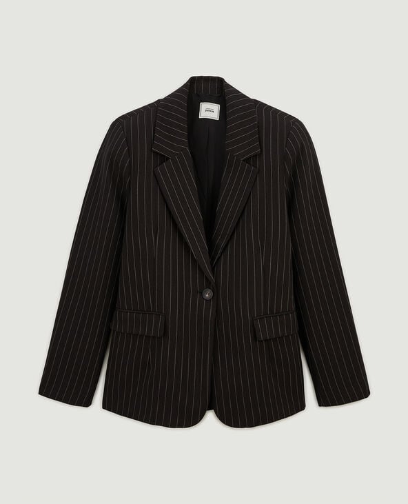 Veste blazer droite avec fines rayures noir - Pimkie